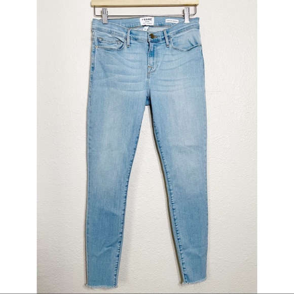 Frame Womens Light Blue Le Skinny Crop Jeanne Frayed Hem Skinny Jeans Size 29 - Picture 2 of 8